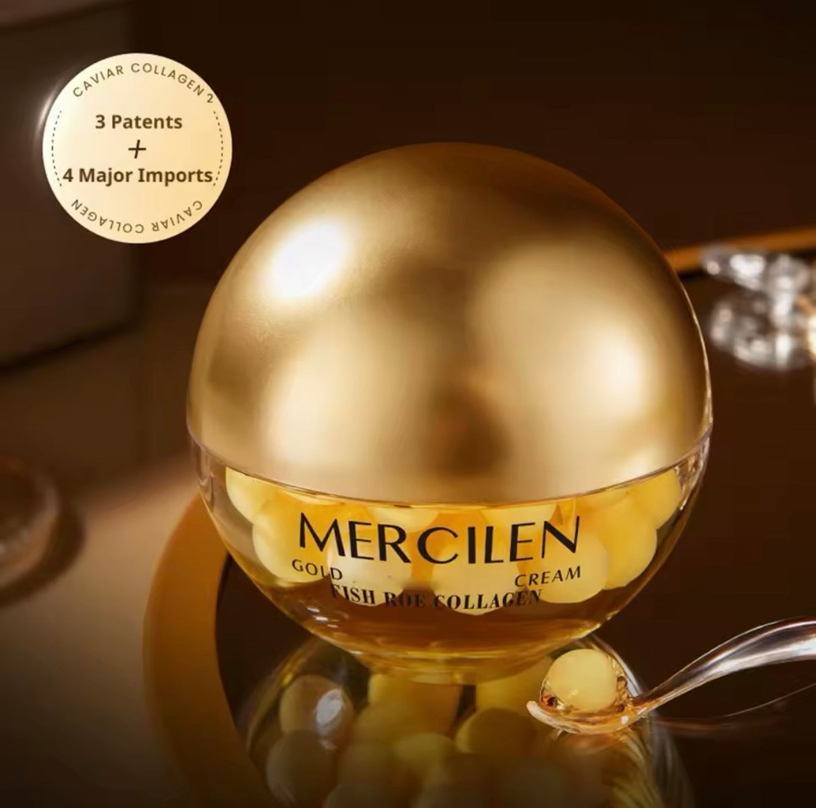 Crema antirughe coreana Mercilen Gold luxury skincare K-beauty collagene uova di pesce