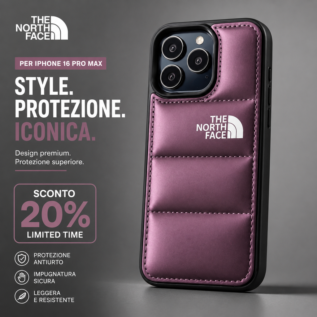 Cover The North Face iPhone 16 Pro Max – Design Premium Imbottito