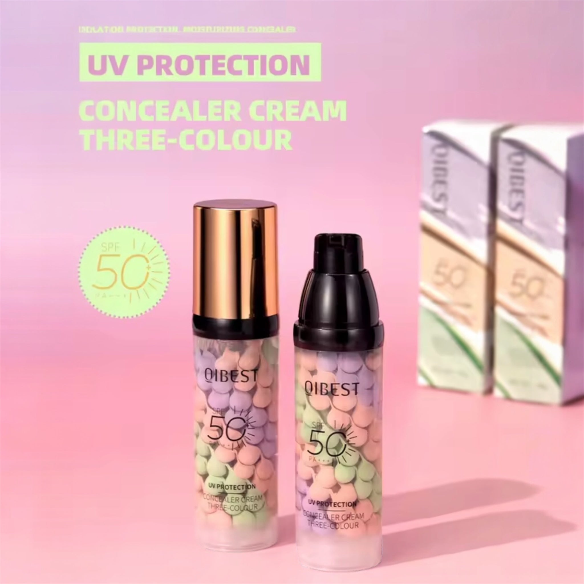"Fondotinta K-beauty QIBEST con protezione solare SPF 50 PA+++ anti-età"
