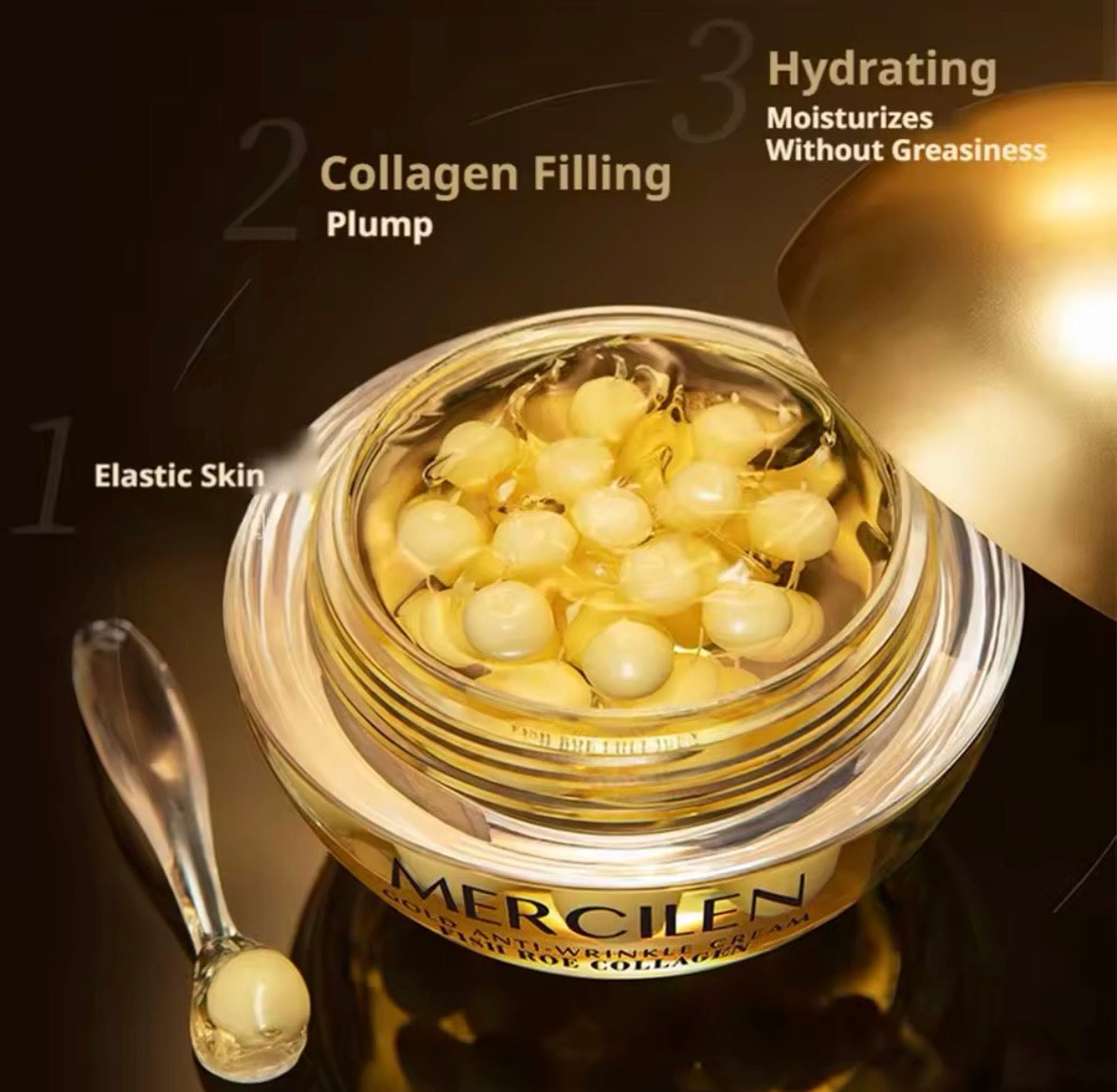 Texture crema viso rassodante al collagene marino applicazione pelle anti-age idratante