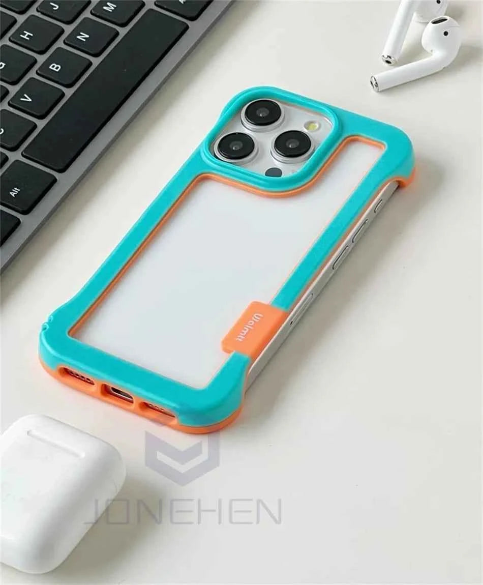 Cover iPhone Antiurto Trasparente con Bordi Rinforzati Colorati