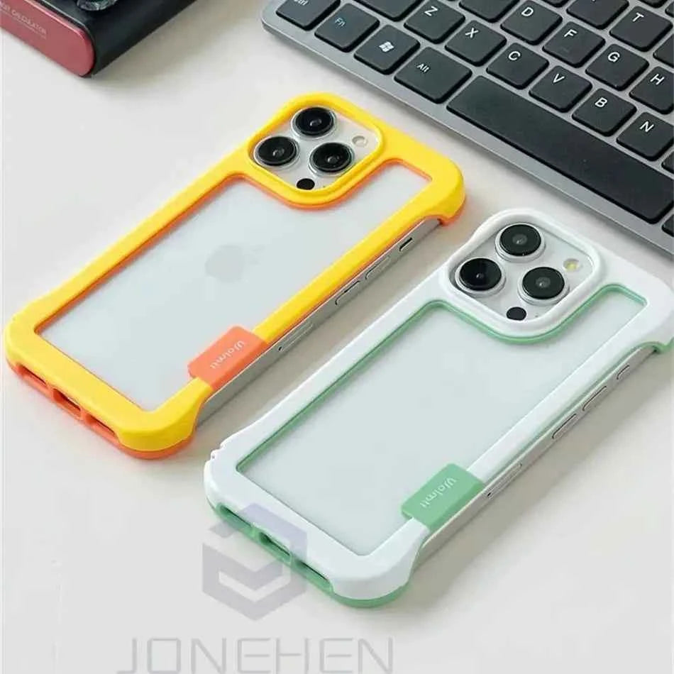 Cover iPhone Antiurto Trasparente con Bordi Rinforzati Colorati