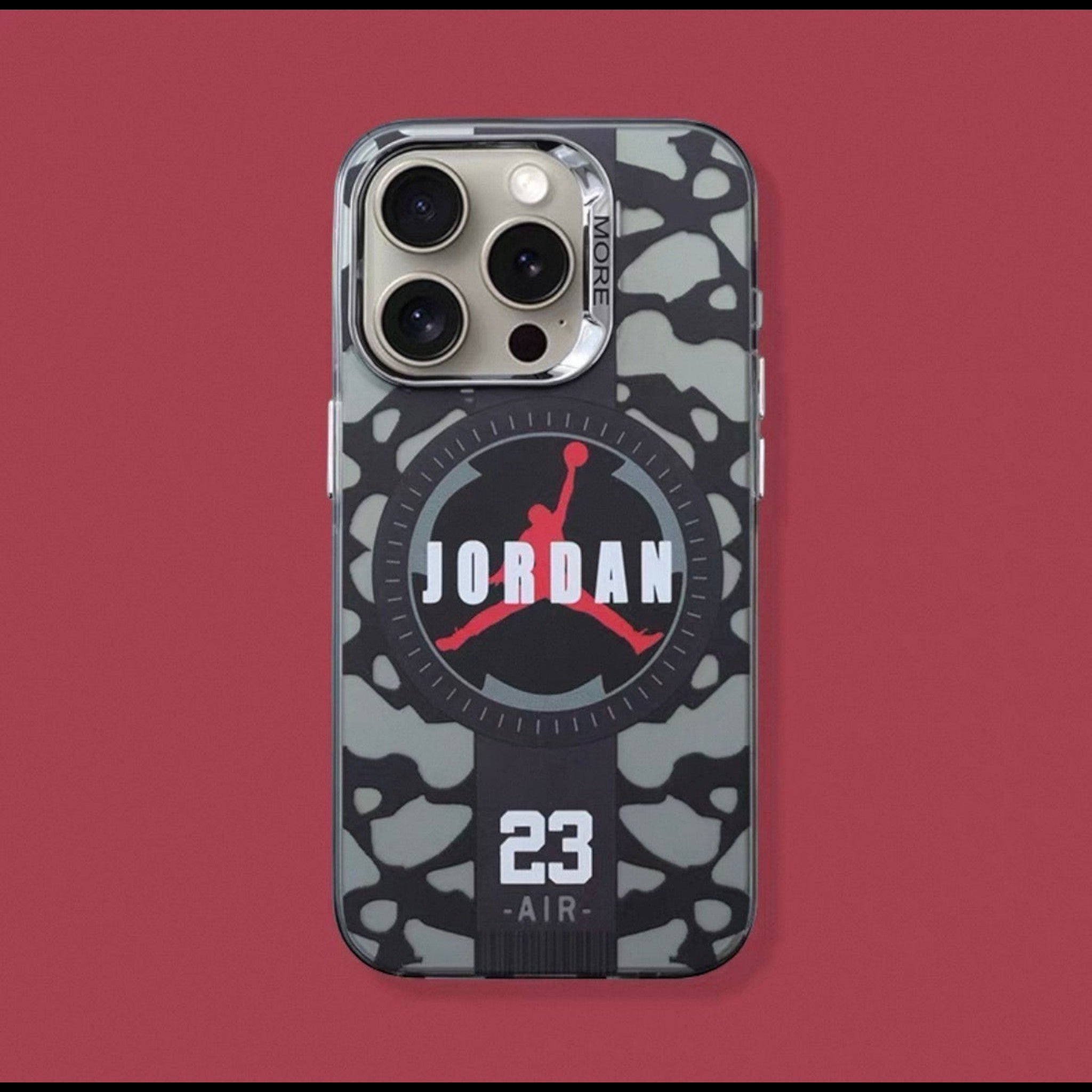 ITALIA SHOP Jordan 23 Air iPhone case with camouflage pattern and Jumpman logo. Protective and stylish.